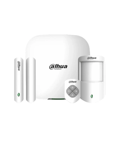 Kit de alarma inalámbrica expandible hasta 150 zonas, conexion Wi-Fi/Lan que incluye 1 PIR, 1 Magnetico y 1 Control remoto