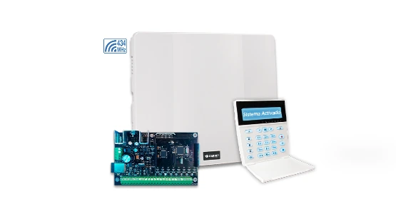 Alarma con WiFi embebido y teclado LCDRF, 32 zonas,4 particiones , 4 PGM
