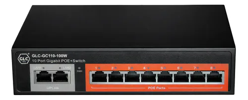 [GLC GC110-100W] Switch de 8 puertos POE GIGA + 2 Puertos Uplink Giga