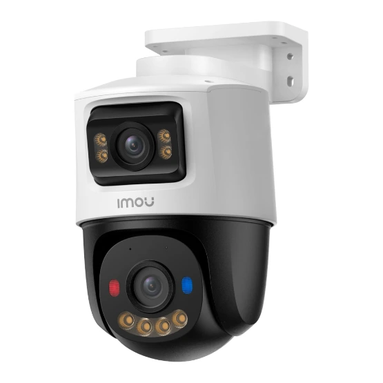 Camara Domo doble lente de 3mpx + 5mpx POE Audio bidireccional / Sirena + Flash azul-rojo